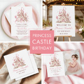 Once Upon a Time Princess Castle Girl Birthday Kaart