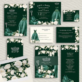 Prinses Jurk Smaragd Groen en Crème Bloemen Servet