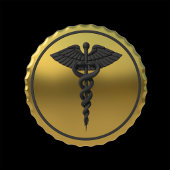 Professional Medical 3D Gold Caduceus Emblem Klembord