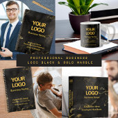Elegant Black Gold Marble Business Logo Slogan Raamsticker
