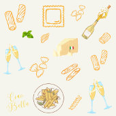 Prosecco en Pasta Verjaardag Ronde Button 3,2 Cm