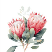 Protea Blush Waterverf Bloemen bruiloft Vierkante Sticker