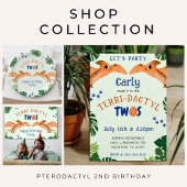 Dinosaurus 2e verjaardag Grappige Groene Pterodact Papieren Bordje