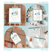 Pompoen Minimalistische Moderne Herfst Baby Jongen All In One Uitnodiging