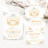 Pompoen Toile Crest Elegant Boy Baby shower Kaart