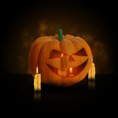 Halloween Pumpkin Lantern met kaarsen Satijnen Lint