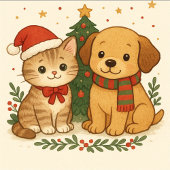 Puppy en kitten kerstsfeer glazen onderzetter