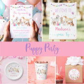 Puppy Dog Roze meisje neemt een pupppy Sign aan Poster