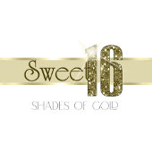 String Lights & Balloons Sweet 16 Black/Gold ID473 Ronde Sticker