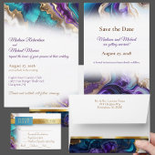 Metaalgoud, Paarse, Blauw, Aqua Save The Date