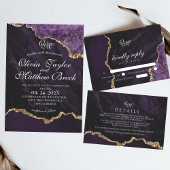 Boho Wedding Scrip Agaat Paarse en Goud Kaart