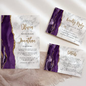 Paarse gouden agaat marmeren script bruiloft progr