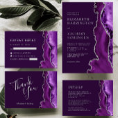 Paarse zilveren agaat pruim bruiloft RSVP kaartje