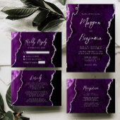 Purple Silver Agate Script Wedding Program Handwaaier