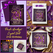 Elegant Sparkly Purple Crystal 21st Birthday Party Vierkante Sticker