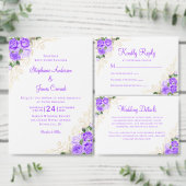 Paarse goudbloedige Waterverf RSVP Kaartje (Personaliseer de collectie van deze zelfstandige maker.)