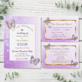 Paarse en gouden vlinder Hartelijk dank Vierkante Sticker (Personaliseer de collectie van deze zelfstandige maker.)