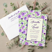 Paars en groen bloemig huwelijksprogramma (Personaliseer deze collectie van deze onafhankelijke maker. Test)