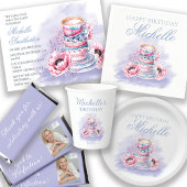 Elegant Paarse Aged to Perfection Verjaardagsfoto Wijn Etiket