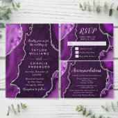 Purple and Silver Agate Wedding Program Programmakaart (Personaliseer de collectie van deze zelfstandige maker.)