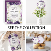 Elegante Paarse witte bloemen verjaardag dank u Bedankkaart