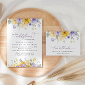 Purple Flowers, Yellow Flowers, Boho, Sweet 16 All In One Uitnodiging