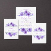 Paarse anemoon bloemenbruiloft waterverf foto kaart (Personaliseer de collectie van deze zelfstandige maker.)