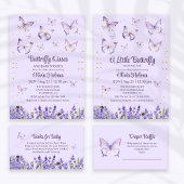 Paarse Vlinder Baby shower Luier Raffle Informatiekaartje