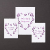 Paarse Gekleurde Vlinders Ontwerp Wedding RSVP Uitnodiging Briefkaart (Personaliseer de collectie van deze zelfstandige maker.)