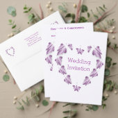 Paarse gekleurde vlinders ontwerp bruiloft kaart (Personaliseer deze collectie van deze onafhankelijke maker. Test)