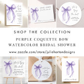 Paarse Coquette Strik Waterschildering Boog Bruids Kaart