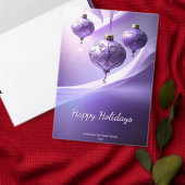 Purple Christmas Ball Holiday Party Invitation Kaart (Personaliseer de collectie van deze zelfstandige maker.)
