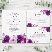 Paarse Elegantie Amethist & Indigo, Lila bruiloft Kaart (Personaliseer de collectie van deze zelfstandige maker.)