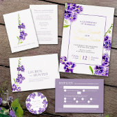 Paarse duranta waterverf bloembruiloft servet