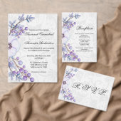 Betaalbare Damast en Paarse Botanische Bruiloft Flyer (Personaliseer de collectie van deze zelfstandige maker.)