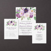 Rustic Purple Floral Wedding RSVP Kaartje (Personaliseer de collectie van deze zelfstandige maker.)