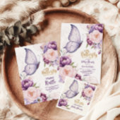 Roze Paarse Bloemen Vlinder Meisje Boeken voor Bab Informatiekaartje