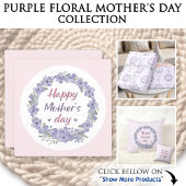 Happy Moederdag Paarse roze bloemenkrans Kaart