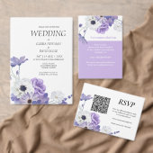 Paarse Bloemen Trouwaccommodatie Enclosure Kaart (Personaliseer de collectie van deze zelfstandige maker.)