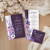 Elegant Purple Wedding RSVP Response Card Kaartje