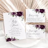 Purple Flowers, Plum Flowers, Boho, Baby shower Etiket