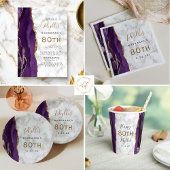 Paars Gold Agate Marmer 80e verjaardag Kaart