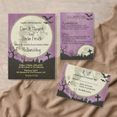 RSVP Halloween bruiloft in paars met maan (Personaliseer de collectie van deze zelfstandige maker.)