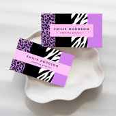 Leopard Print, Zebra Print, Animal Print, Paars Mini Visitekaartje