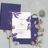 Minimal Script Botanische Paarse en gouden bruilof Servet