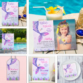 Cute Purple Mermaid Tail, Girl's Birthday Party Poster