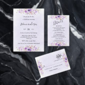 Delicate Purple Floral Wedding Save the Date Kaart (Personaliseer de collectie van deze zelfstandige maker.)