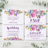 Paarse en roze bloemen Tabelnummerdiagram (Personaliseer de collectie van deze zelfstandige maker.)