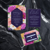 Floral Pink White Paars Roos Bold Weddenschap Kaart (Personaliseer de collectie van deze zelfstandige maker.)