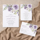 Paars Roos Floral Weddenschap Hartelijk dank Bedankkaart (Personaliseer de collectie van deze zelfstandige maker.)